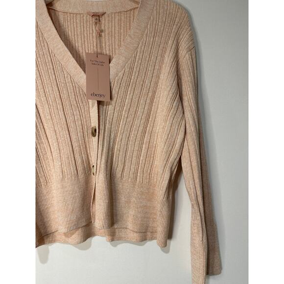 Eberjey Infinite Ribbed Cardigan Sweater Size XS NWT Lightweight Organic Cotton - Picture 6 of 16